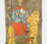 ICON OF ST. MAMAS, 13TH CENTURY. CYPRUS, PELENDRI. PANAGIA KATHOLIKI CHURCH.